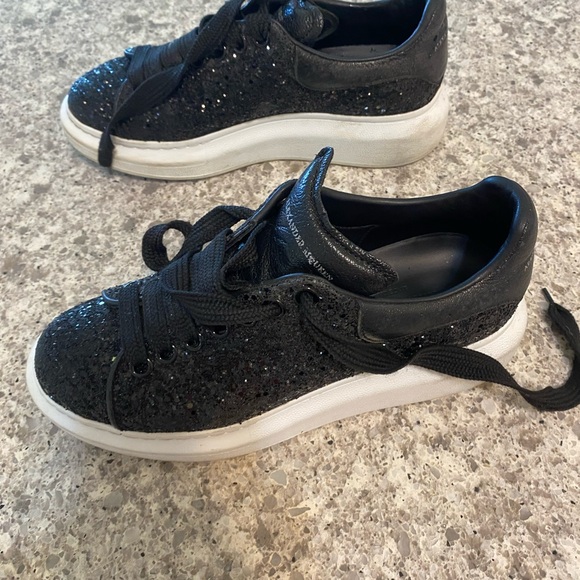 Alexander McQueen Shoes - Alexander McQueen Black Glitter Sneakers